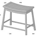 Solid Wood Wooden Stool With Curved Seat And Stable Structure Design 3d model