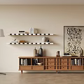 Antique bookcase bookshelf book ornaments floor lamp 3d model