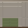 Modern Bookcase With White Cabinet Green Drawers And Built In Lighting