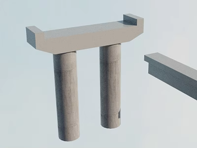 Gray Concrete Architectural Structure With Cylindrical Columns And Horizontal Beam 3d model