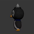 Cute Flying Animal Cartoon Penguin With Gray Cone Hat Blue Scarf Orange Beak And Feet