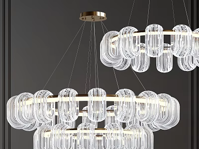 Elegant Modern Multi Layer Crystal Chandelier With Clear Crystals And Brass Frame Interior Decor 3d model