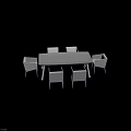 Gray Rectangular Table With Six Woven Design Chairs Modern Furniture Set