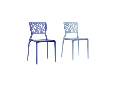 Two Modern Leisure Chairs With Purple And Light Blue Cut Out Backrest Design 3d model