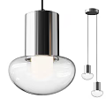 Modern Minimalist Pendant Lights With Transparent Glass Globe And Chrome Metal Hanging Rod