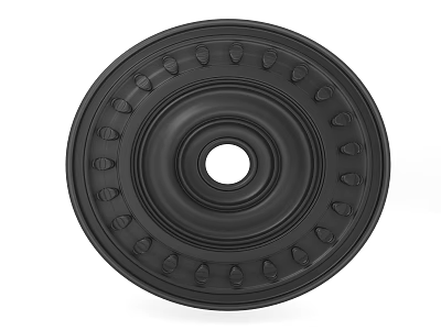 Black Circular Lamp Plate With Central Hole And Decorative Dots Design 3d model