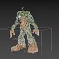 Green Moss Covered Mythical Creature Fantasy Character With Long Nose Lanky Limbs