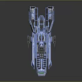 Blue Futuristic Spaceship Model With Detailed Structural Design For Cosmic Exploration