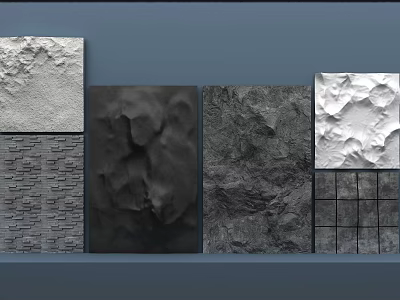 Different Decorative Wall Texture Samples With Stone Brick Embossed Patterns 3d model