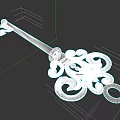 Antique Metal Key Sculpture With Intricate Ornate Carvings And Scroll Designs