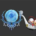 Blue Spiral Decorative Structure With Shell Base Branch Arms And Crystals