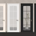 Multi Colored Flush Doors With Glass Panels And Brass Handles In Modern Style