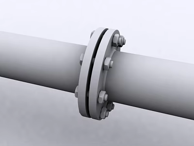 Heavy Duty Industrial Metal Pipe With Flange Connection And Secure Bolts 3d model