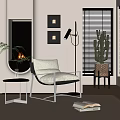 Modern Lounge Chair Single Sofa Picture Fireplace 3d model