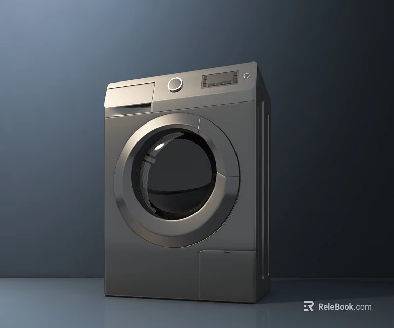 Modern Sleek Front Load Washing Machine With Digital Control Panel Design 3d model 
