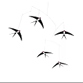 Five Black Swallow Shaped Hanging Decorations With Red Heads For Home Decor