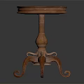 Traditional Wooden Round Top Table With Carved Pedestal And Curved Legs Design