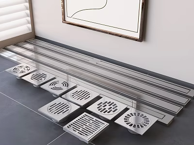 Modern stainless steel floor drain hole drain outlet minimalist long anti-odor floor drain 3d model