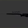 Tactical Black Sniper Rifle With Scope And Metal Parts On Gray Background
