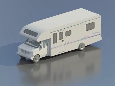 Modern White RV Exterior With Side Windows And Roof Vent Design 3d model