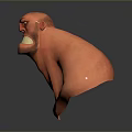 Angry Man With Red Skin Muscular Bust Sculpture 3D Rendered Fierce Facial Expression