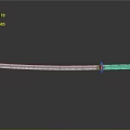 Traditional Samurai Sword With Silver Blade And Green Handle On Black Surface
