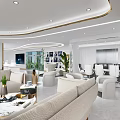 Modern Reception Desk Interior Design With Curved White Counter Elegant Lighting And Office Decor