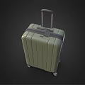 Green Modern Suitcase With Telescopic Handle Vertical Stripes And Wheels 3d model