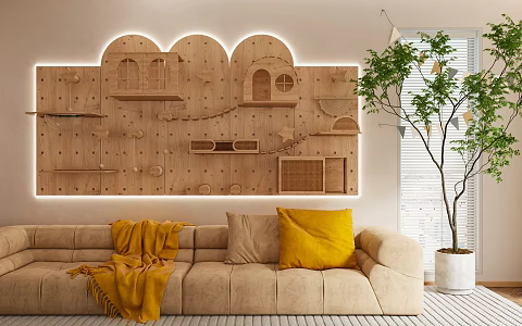 Cat Climbing Rack Decorative Cabinet Rack Background Wall Sofa Background Wall Decorative Rack 3d model