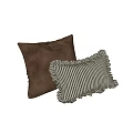 Brown Velvet Pillow And Black White Striped Ruffled Edge Decorative Pillows For Home