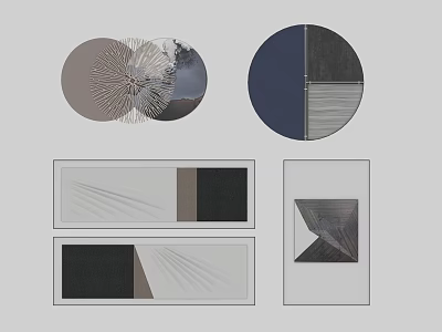 Abstract Geometric Design With Circular Rectangular Shapes And Textured Patterns 3d model