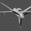 White Fighter Drone With Streamlined Fuselage Long Wings And Extended Landing Gear