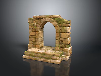 Scenic Ancient Stone Arch Landscape With Mossy Stone Blocks Texture 3d model