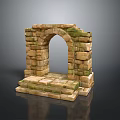 Scenic Ancient Stone Arch Landscape With Mossy Stone Blocks Texture