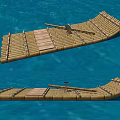 Modern Bamboo Raft Bamboo Row Bamboo Raft 3d model