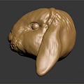 Shiny Golden Rabbit Head Sculpture With Metallic Finish On Dark Background