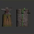 Anvil forging hammer iron cartoon forging game items game props game equipment 3d model