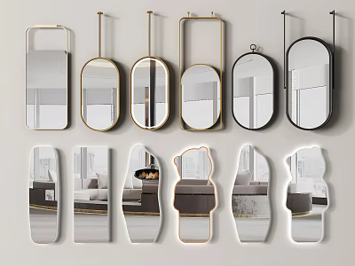 Stylish Decorative Wall Mirrors With Various Shapes And Modern Designs For Home Decor 3d model