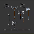 Various Types Of Weapons Collection Including Axes Hammers Swords And Chains