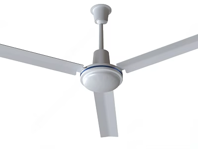 Sleek White Ceiling Mounted Air Conditioning Fan With Three Blades And Cooling Function 3d model