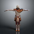Bald Bearded Man With Bare Torso Wearing Fur And Leather Armor Standing With Arms Outstretched