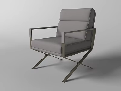 Modern Gray Upholstered Accent Chair With Metal Frame And Comfortable Armrests 3d model