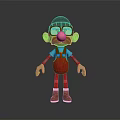 Cartoon Character With Red Overalls Black Helmet Big Nose And Glasses