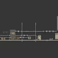 Industrial Equipment Setup With Pipes Valves Control Panels And Metal Frame
