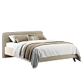 Elegant Modern Bed Design With Beige Headboard White Sheets Brown Blanket And Pillows
