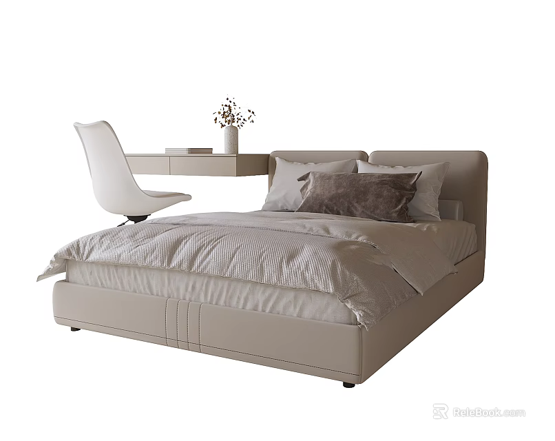 Modern Kids Room Interior Design With Bed Desk Chair And Decorative Pillows 3d model 
