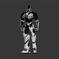 Futuristic Robot Character With Silver Black Armor And Red Chest Core Standing Pose 3d model