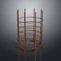 Small Animal In Red Metal Cylindrical Cage With Spiked Top And Multi Layer Bars