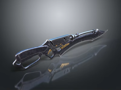 Futuristic Metallic Weapon With Sharp Blade Gold Accents And Sleek Design 3d model
