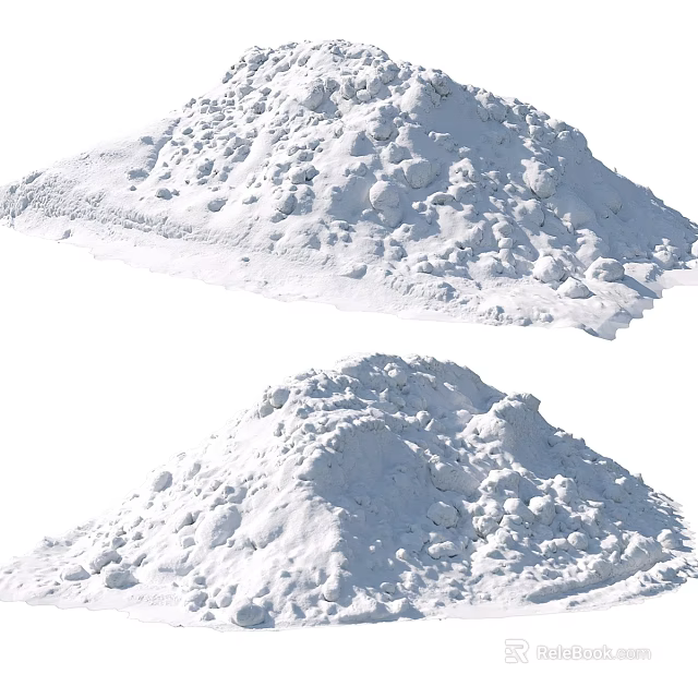 Natural Garden Ornaments With Snowy Piles In Irregular Shapes And White Surface Texture 3d model 